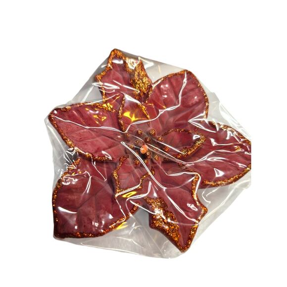 Lillian Vernon Vintage Poinsetta Red Gold Floating Candles Trio NIB Set of 3 - Picture 1 of 5